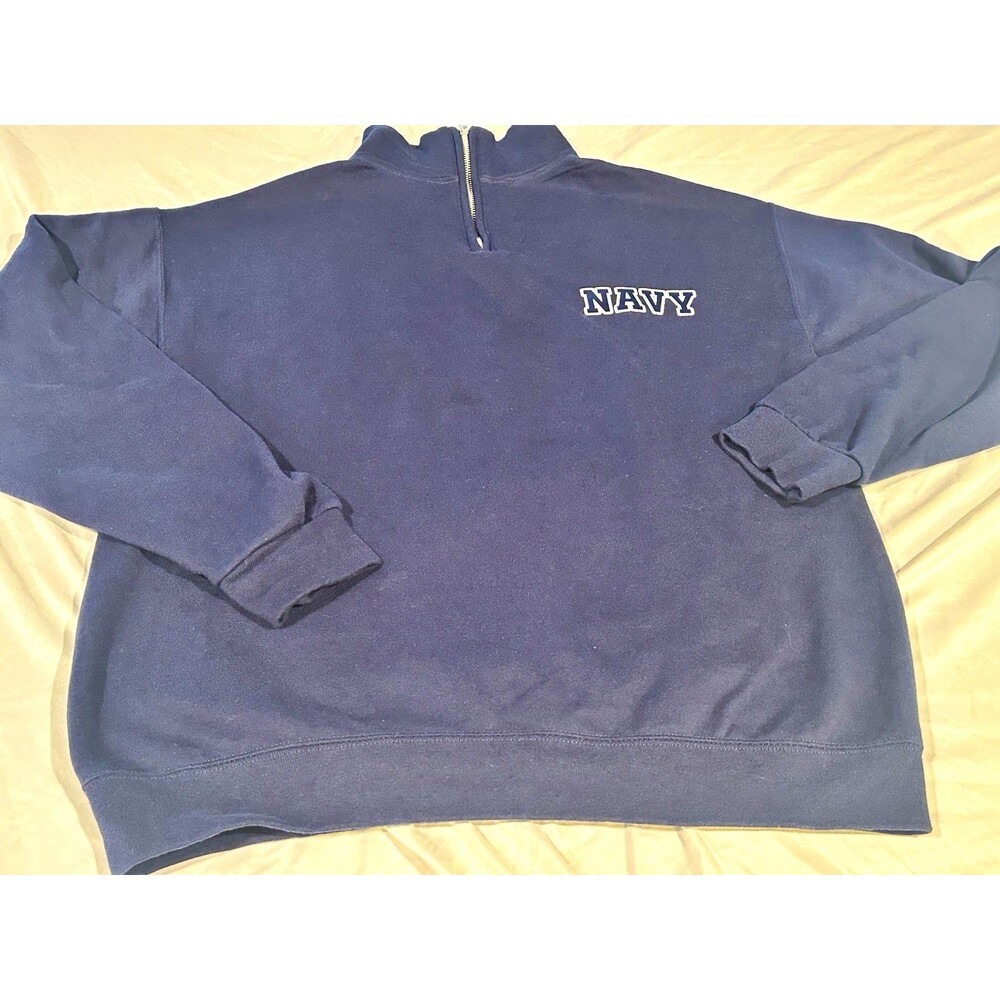 US Navy Logo Women’s Blue 1/4 Zip Mock Neck Pullover Sweatshirt Large